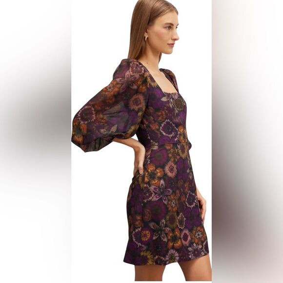Slate & Willow Dark Florals Mini Dress Size 0 - Picture 2 of 12